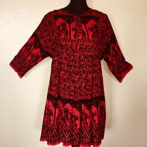 Really cute red elephant mosaic print flowy dress